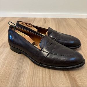 Alden 683 Full Strap Slip On Burgundy/Brown Calfskin Penny Loafers